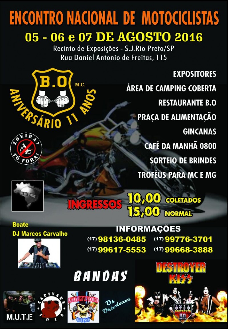 Encontro Nacional de Motociclistas e 11° Aniversário B.O. Moto Clube